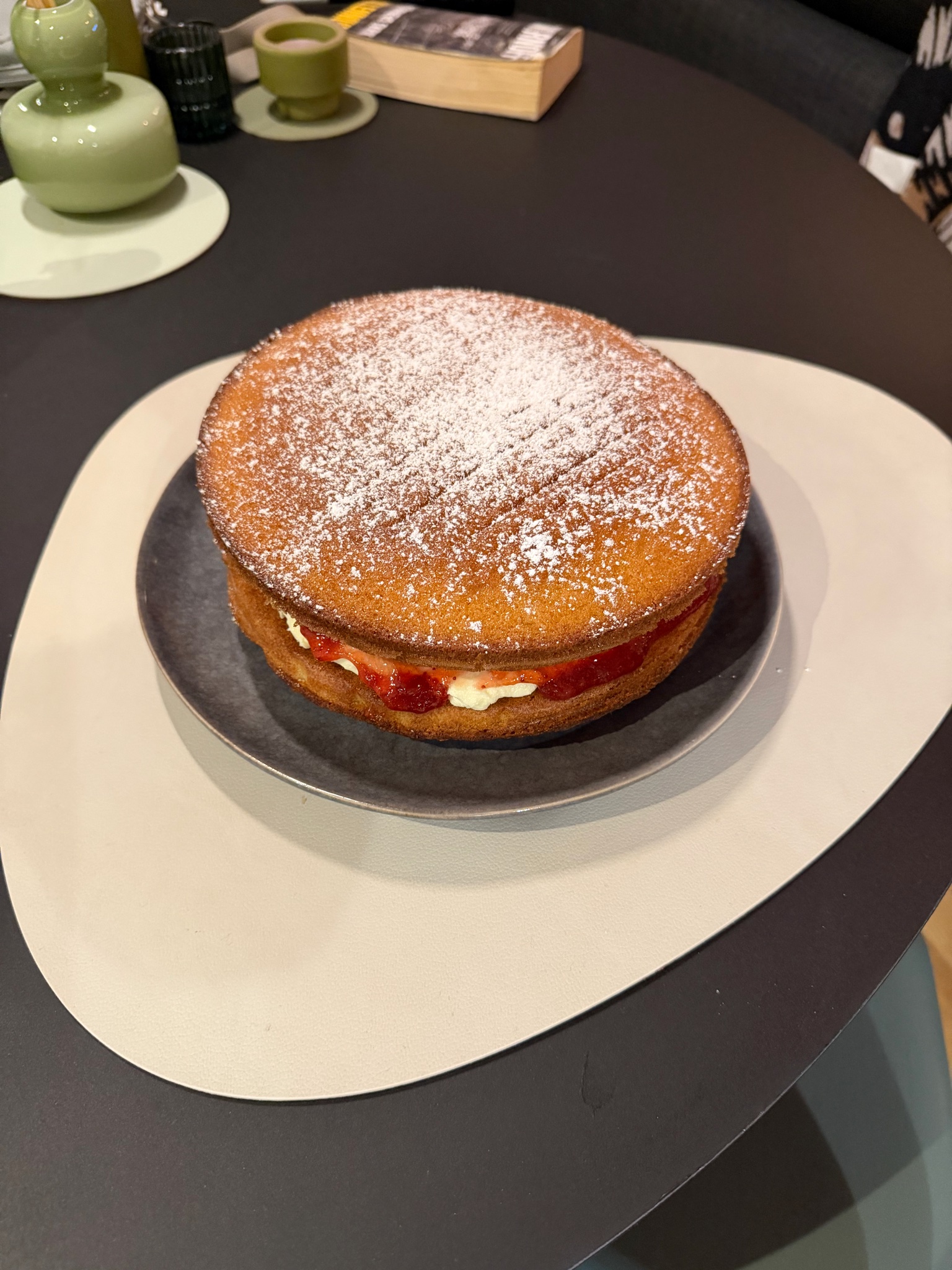 A freshly baked "victoria sponge" cake