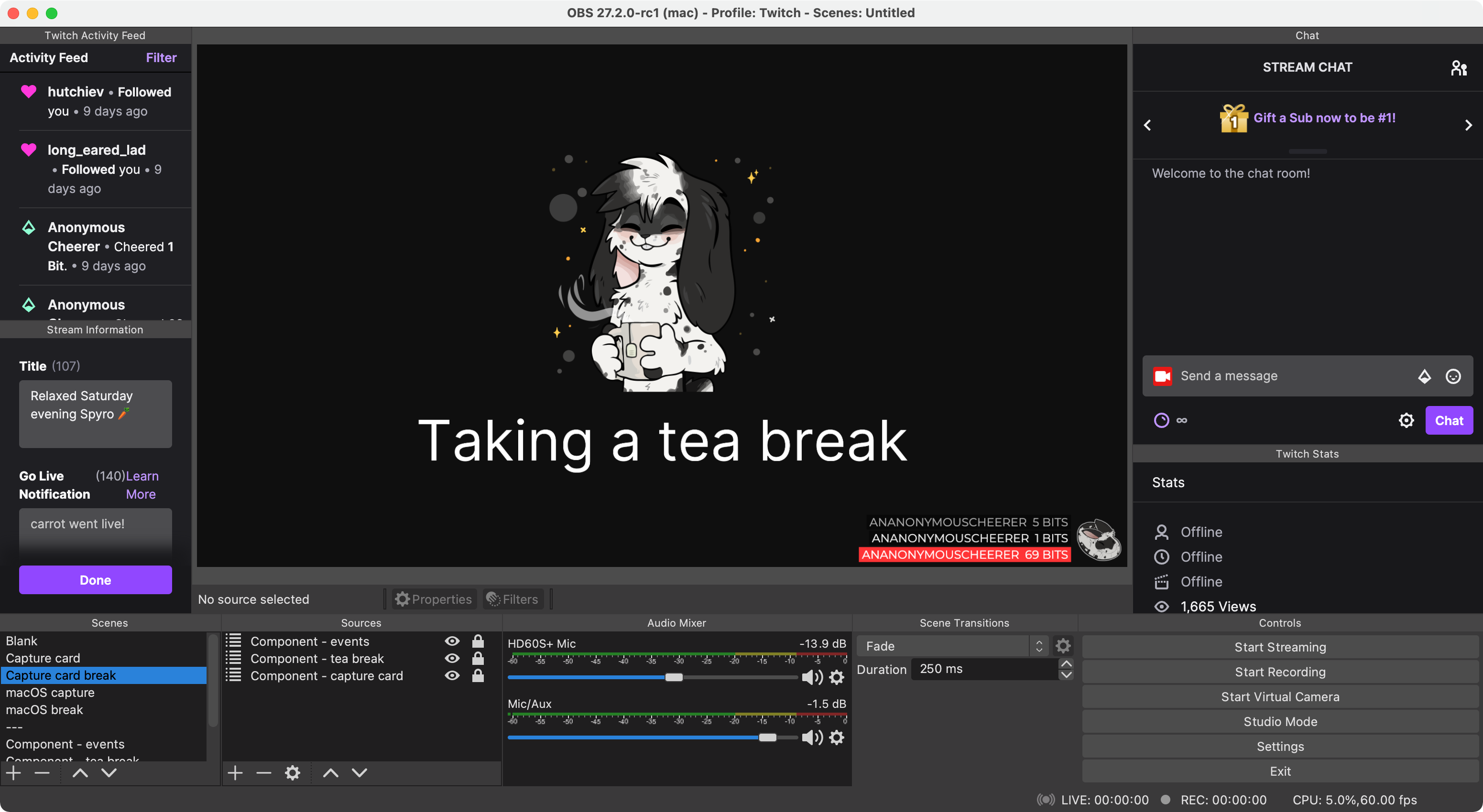 OBS setup as of February 2022